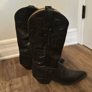 Tony Lama Black Cowboy Boots Size 8